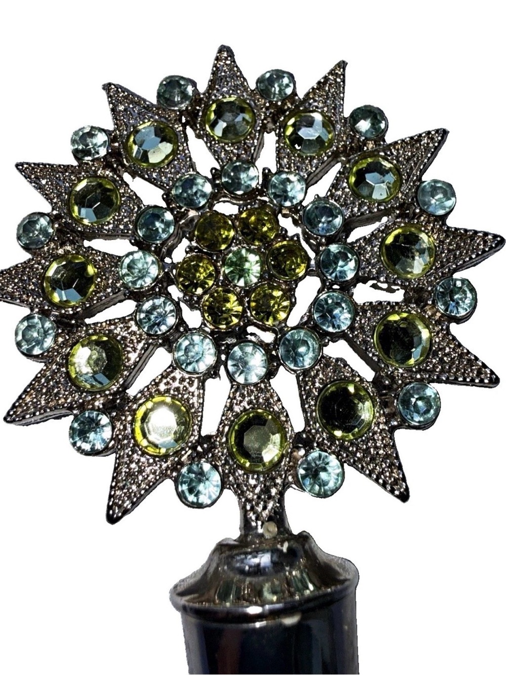 Joanna Buchanan Star Wine Bottle Stopper Crystal Rhinestone Yellow Green Gold